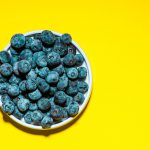 Market Fresh Blueberry on Vibrant Yellow Background. Food Background with Copy Space